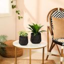 amazon basics Planter (Set of 2) | Flower Pot for Home Decor (Textured Black)...