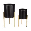 amazon basics Planter (Set of 2) | Flower Pot for Home Decor (Black)...