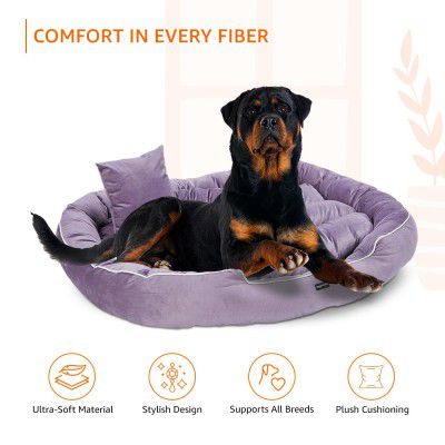 Amazon Basics Polyester XXL Pet Bed with Cushion | Ideal for Big Dogs |110 x 93 x 20 cm