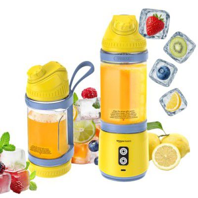 Amazon Basics Portable Blender for Juices, Smoothies and Shakes | 700 ml Convertible Jar | 3x1600 mAh Batteries | 1 year Warranty