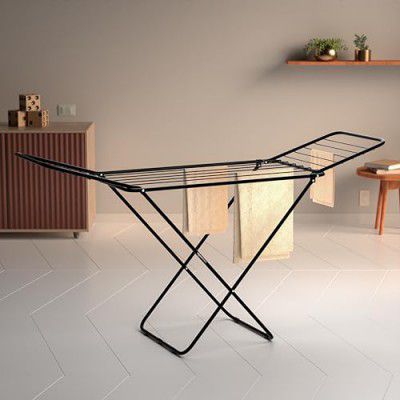 amazon basics Premium Cloth Drying Stand - 3 Way Folding, 42 Feet Drying Length, Lightweight, 20 Drying Rails (Black) Alloy Steel