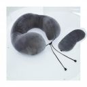 Amazon Basics Premium Travel Neck Pillow + Sleeping Eye Mask Combo with a Portable Bag| Comfortable| Soft Velvet Fabric I Dark Grey...