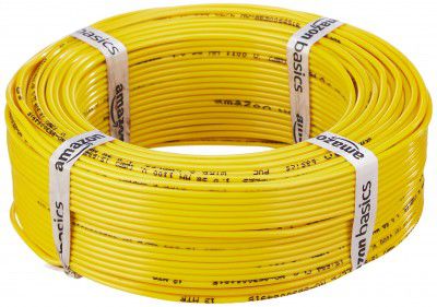 Amazon Basics PVC-Insulated, Single-Core, Multistrand Copper Wire (2.5 sq. mm, 90m, Yellow)