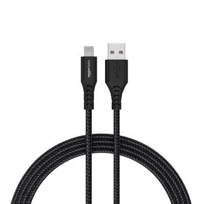 amazon basics PVC Molded Nylon USB A To Lightning Mfi Certified Charging Cable 