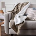 Amazon Basics Polyester Full /Queen Sherpa Blanket, Beige, Taupe, Pack of 1, reversible...