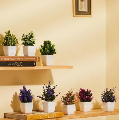 amazon basics Realistic Looking Artificial Plants | Dimensions: 5 cm X 13 cm (Pack of 8)