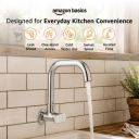 Amazon Basics Rectangular Kitchen Faucet | Cold-Only Single Lever Sink Tap with 360 Degree Swivel Spout |15mm / 1/2 BSP | Kitchen Use [Chrome]...