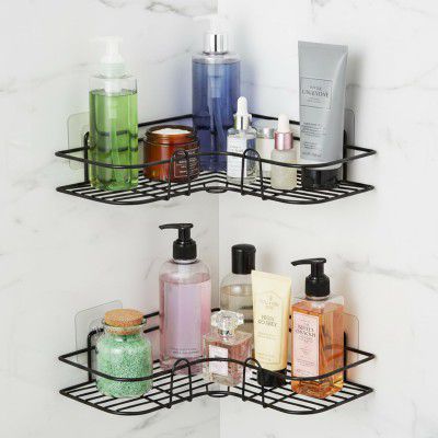 Amazon Basics Self-Adhesive Corner Shelf | No-Drill, Wall-Mounted Organizer for Bathroom,