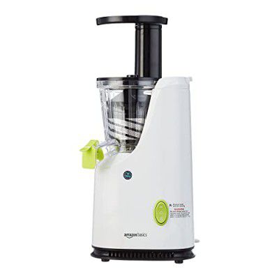 amazon basics Slow Juicer, 64 Rotation Per Minute, 200 W Energy Efficient Motor, 500 ml Juice Jar, White