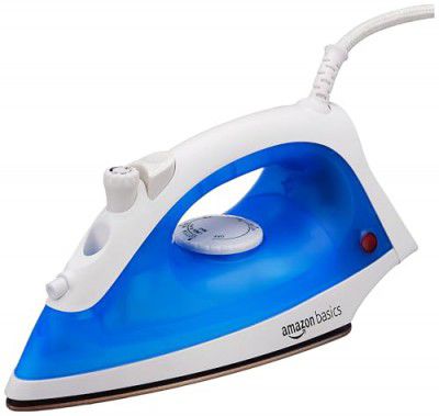 Amazon Basics Steam Iron 1200 W with 175 ml Water Tank (White & Blue)