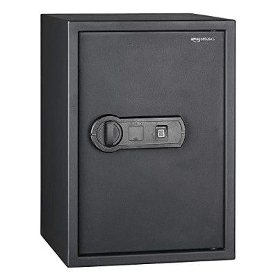 amazon basics Steel Security Safe With Programmable Biometric Fingerprint Lock,1.8 Cubic Feet, 13.8X13X19.7 In