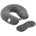 amazon basics Travel Neck Pillow & Eye Mask Combo Sleep (Gray)...