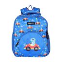 Amazon Basics Trendy and Spacious Car Dino Theme Kids Backpack | Comfortable Padding | 14 Inches (Blue)...