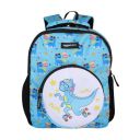 Amazon Basics Trendy and Spacious Dino Theme Kids Backpack | Comfortable Padding | 14 Inches (Sky Blue)...