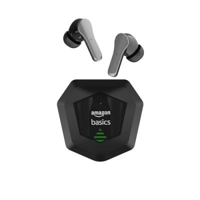 amazon basics True Wireless in-Ear Earbuds with Mic, up to 50 ms Low-Latency Gaming Mode (Black)
