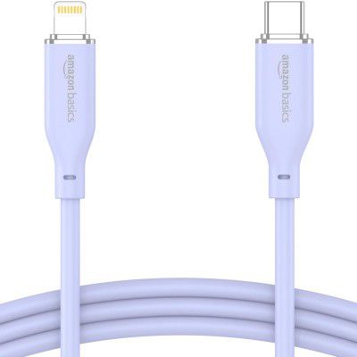 amazon basics Type-C to Lightning Silicone Cable | 20W Fast Charging, 480Mbps Data Transfer Speed