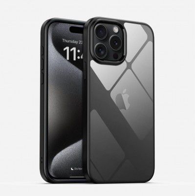 amazon basics Ultra Hybrid Camera Protection Back Cover Case for iPhone 15 Pro Max - (Sides Black|Back Clear)