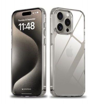 amazon basics Ultra Hybrid Clear Camera Protection Back Cover Case for iPhone 15 Pro Max - Crystal Clear