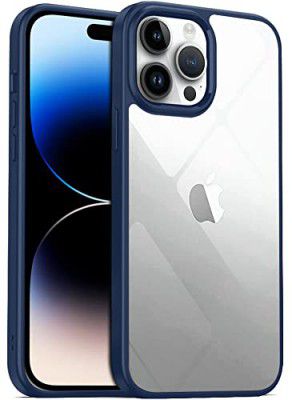Amazon Basics Ultra Hybrid Camera Protection Back Cover Case for iPhone 14 Pro Max (Polycarbonate,TPU,Sides Blue Back Clear)