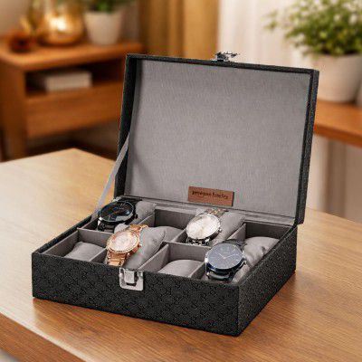 Amazon Basics Unisex Faux Leather Watch Organiser Box with 8 Slots