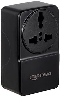 Amazon Basics USB Adaptor with 1 Universal AC Socket and 2 USB Ports (Black)