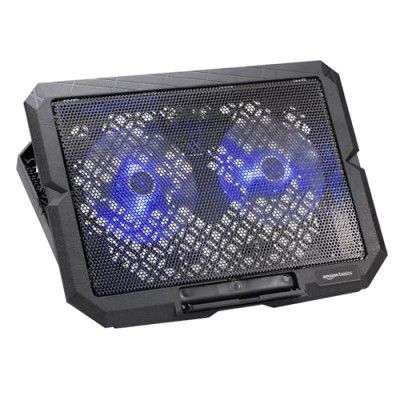 Amazon Basics USB Powered Laptop Cooling Pad | Dual Fan | Dual USB Port | 4 Adjustable Heights