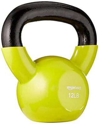 amazon basics Vinyl Kettlebell - 12 Pounds, Yellow