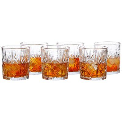 amazon basics Whiskey Glass Set of 6 (320ml Each) | Stylish Timeless Design