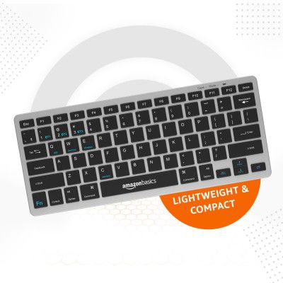 amazon basics Wireless Bluetooth Keyboard | Easy Switch for Up to 3 Devices (Black and Grey)