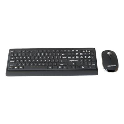 Amazon Basics Wireless Keyboard and Mouse Combo | 12 Months* Battery (Cells Included) | Silent Keys 800/1200/1600 DPI (Black)