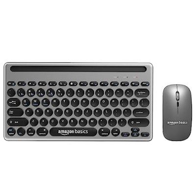 Amazon Basics Wireless Keyboard and Mouse Set with Bluetooth multiconnect, 2.4GHz Receiver,1600 DPI
