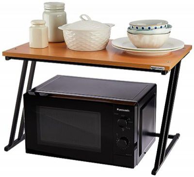 amazon basics Wood and Metal Multi-Purpose Stand for Microwave, Oven, OTG| Kitchen Organizer |Toaster Grill Organizer (Brown)