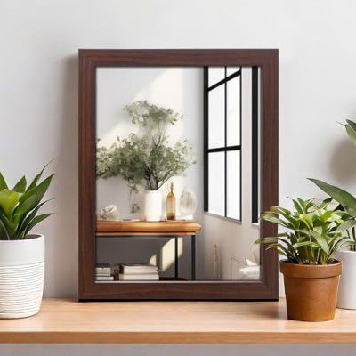 amazon basics Wood Exquisite Wall Mirror|(Walnut)|41 cm X 51 cm, Rectangular