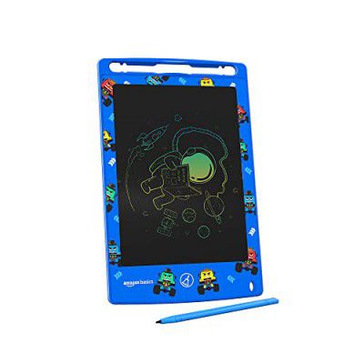 amazon basics Writing Tablet with 8.5-inch rainbow colour LCD screen and Stylus Pen for Kids & Adults (Blue)