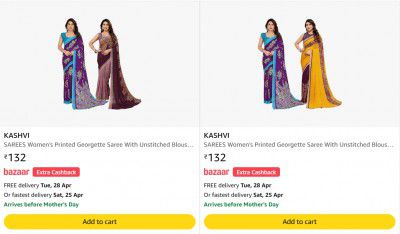 Amazon Bazaar Loot : Kashvi Saree Packs | Starts At Rs.132