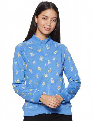 Amazon Brand - Eden & Ivy Women's Cotton Blend High Neck Full Zipper Regular Fit Sweatshirt