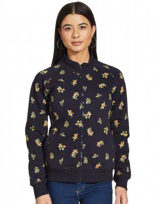 Amazon Brand - Eden & Ivy Women's Cotton Blend High Neck Full Zipper Regular Fit Sweatshirt