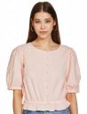 Amazon Brand - Eden & Ivy Women's Cotton Flax Half Sleeve Round-Neck Regular Fit Peplum Top...