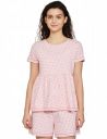 Amazon Brand - Eden & Ivy Women's Cotton Regular Fit T-Shirt and Shorts Night Suit (Night Wear | Co-ord set | Lounge Wear Set)...