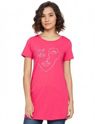 Amazon Brand - Eden & Ivy Women's Cotton Stretch Half Sleeve Round Neck Regular Fit T-Shirt (Tunic Length)