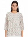 Amazon Brand - Eden & Ivy Women's Georgette Round Neck 3/4 Sleeve Regular Fit Blouse...
