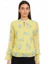 Amazon Brand - Eden & Ivy Women's Georgette Round Neck Bell Sleeve Regular Fit Top...