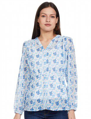 Amazon Brand - Eden & Ivy Women's Georgette V-Neck Long Sleeve Regular Fit Shirt Top