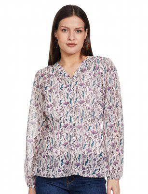 Amazon Brand - Eden & Ivy Women's Georgette V-Neck Long Sleeve Regular Fit Shirt Top