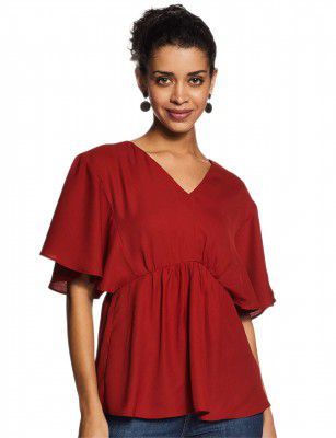Amazon Brand - Eden & Ivy Women's Loose Blouse (EIAW19TP023_Red_X-Small XS)