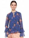 Amazon Brand - Eden & Ivy Women's Printed Georgette Round Neck Bell Sleeve Regular Fit Top...
