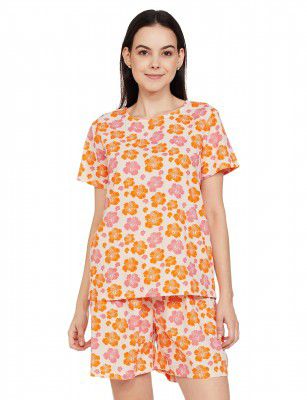 Amazon Brand - Eden & Ivy Women's Regular Fit Cotton T-Shirt and Shorts Night Suit