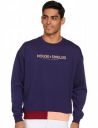 Amazon Brand - House & Shields Men's Relaxed Fit Crew Neck Cotton Blend Sweatshirt (HS-A22-SW-03_Medieval Blue,Yellow_XL)...