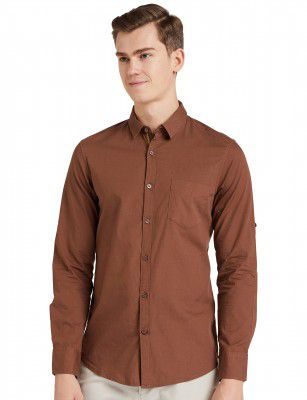 Amazon Brand - House & Shields Men's Solid Regular Fit Casual Shirt
