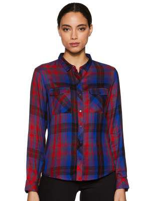 Amazon Brand - Inkast Denim Co. Women's Checkered Regular Fit Full Sleeve Shirt

